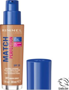 Rimmel London Match Perfection Foundation 301 Warm Honey - Image 4