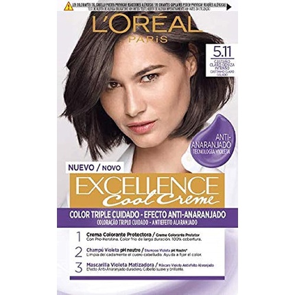 bKAhHEMfU9XpkUerCQbfX8 Paris Excellence Cool Creme Hair Color #5.11-intense Ash Light Brown By L'oreal #5.11-intense Ash Light Brown - Image 1