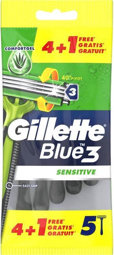 376x840-80 Gillette Blue 3 Sensitive - 5 stuks - Gevoelige Huid - Wegwerp Mesjes Voor Mannen - Image 1