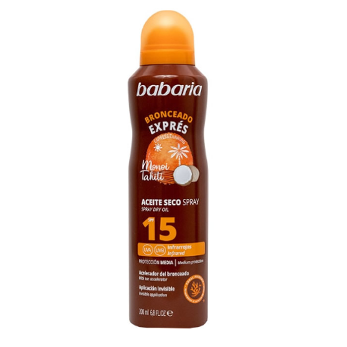 8410412490269 Babaria Monoi Tahiti Dry Oil Spf15 Spray 200ml - Image 1