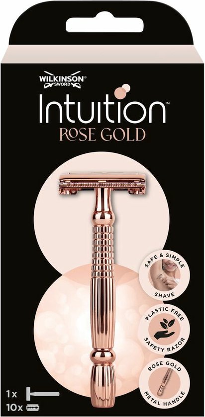 412x840-11 Wilkinson Sword Intuition Rose Gold - Scheermes - Safety Razor - met 10 Navulmesjes - Image 1