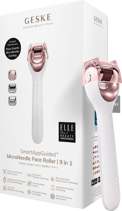 489x840-130 GESKE | SmartAppGuided™ MicroNeedle Face Roller | 9 in 1 | met rozenkwarts | Microneedling | Professioneel Microneedling-apparaat | Naaldroller | Schoonheidsrollergezicht | Micronaaldroller - Image 1