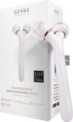 GESKE | SmartAppGuided™ Sonic Facial Roller | 4 in 1 | Dermaroller | Apparaat voor gezicht | Dermarol | Professionele gezichtsroller | Verstevigt en definieert de huid van het gezicht