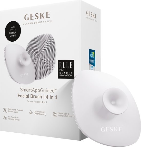 550x572-136 GESKE | SmartAppGuided™ Facial Brush 4 in 1 | Gezichtsreinigingsborstel met handvat | Zachte siliconen borstel | Professionele gezichtsreiniging | Gezichtsreinigingsapparaat | Huidreiniging - Image 1