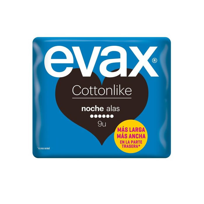 350963_8e57fe30bd20f5821ed21740e2b418aa Evax Cottonlike Night With Wings Sanitary Towels 9 Units - Image 1
